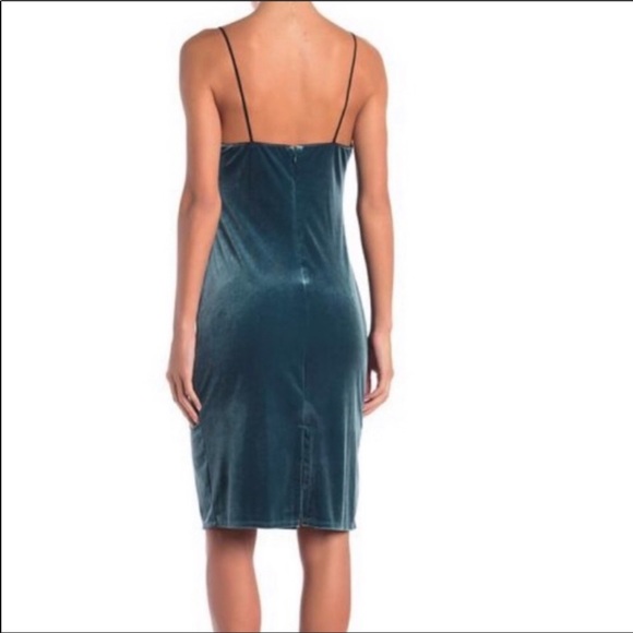 Cynthia Stefee Teal Haze Velvet Slip Dress - Picture 2 of 6